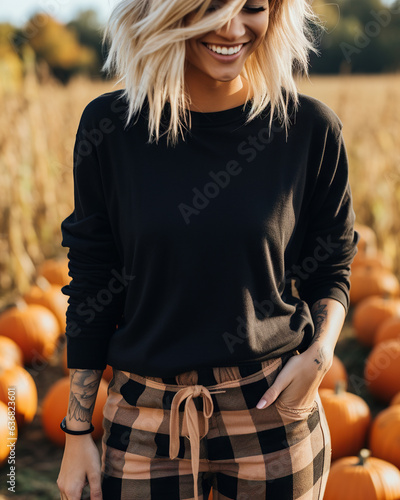 Bella Canvas 3501 Sweater Mockup Photo, Trendy Shirt, Fall Fashion, Autumn, Halloween photo