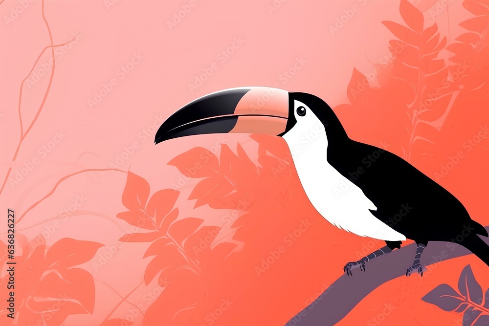 Fototapeta premium toucan on a coral background made by midjeorney