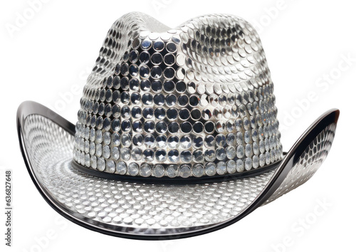 Sparkly silver glitter cowboy hat isolated.