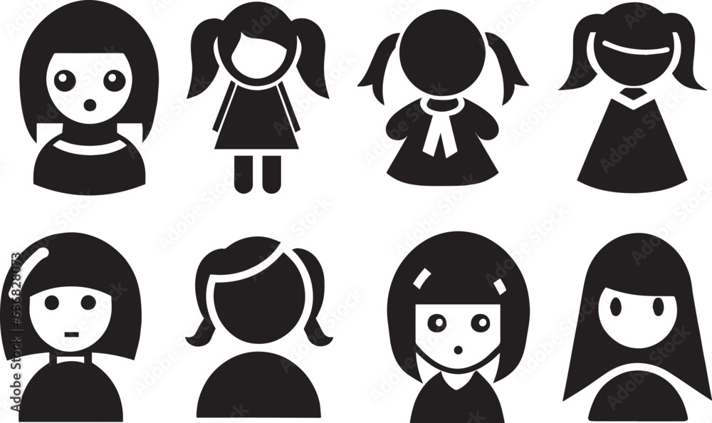 Girl Icon vector pack Illustration Girl Icon vector pack Illustration