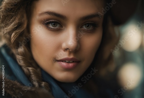Intensely romantic young woman in extreme close-up portrait