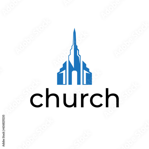 Modern church logo. Timeless symbol of community. Vector illustration.