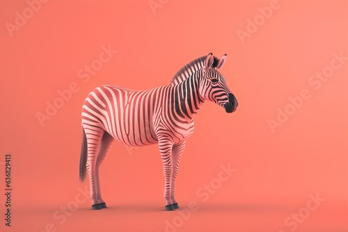 zebra illustration on a coral background made by midjeorney