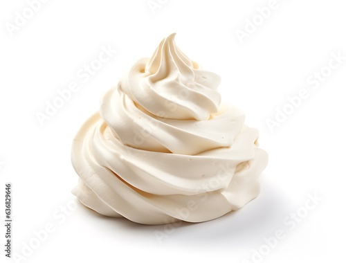 Creamy meringue on white background, close-up