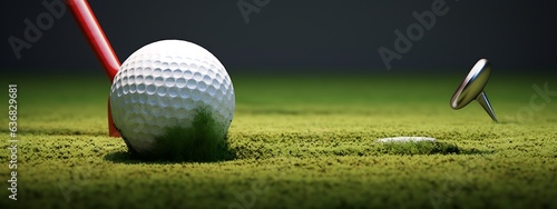 Golf ball on green grass, Banner