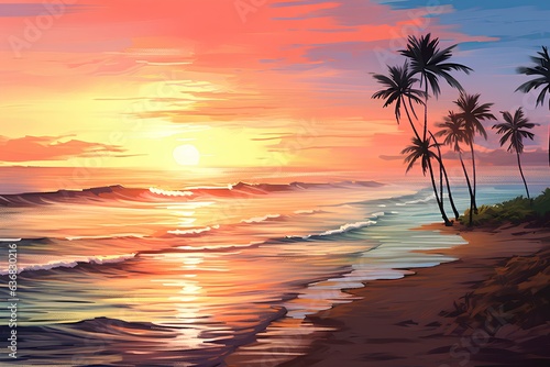 sunset on the beach made by midjourney