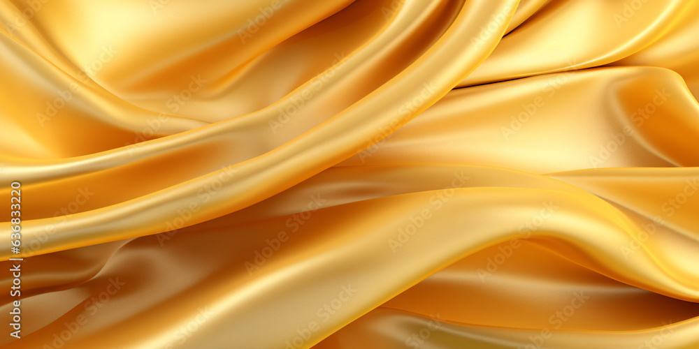 3D rendering of golden satin fabric, golden silky cloth background 3D rendering of golden satin fabric, golden silky cloth background