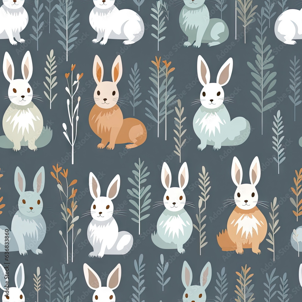 Seamless Pattern of Rabbits