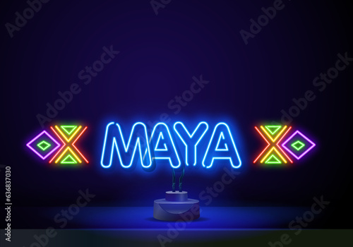 Maya lettering typhography text pastel illustration vector