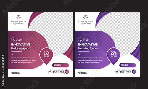  Vector social media post-Design and Business web banner template with Space to add pictures. 