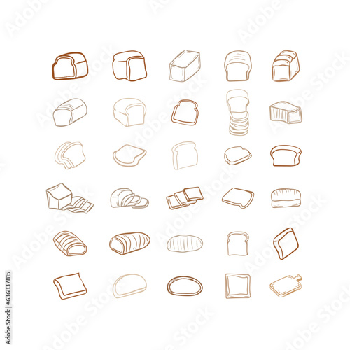set of bread illustration line art
