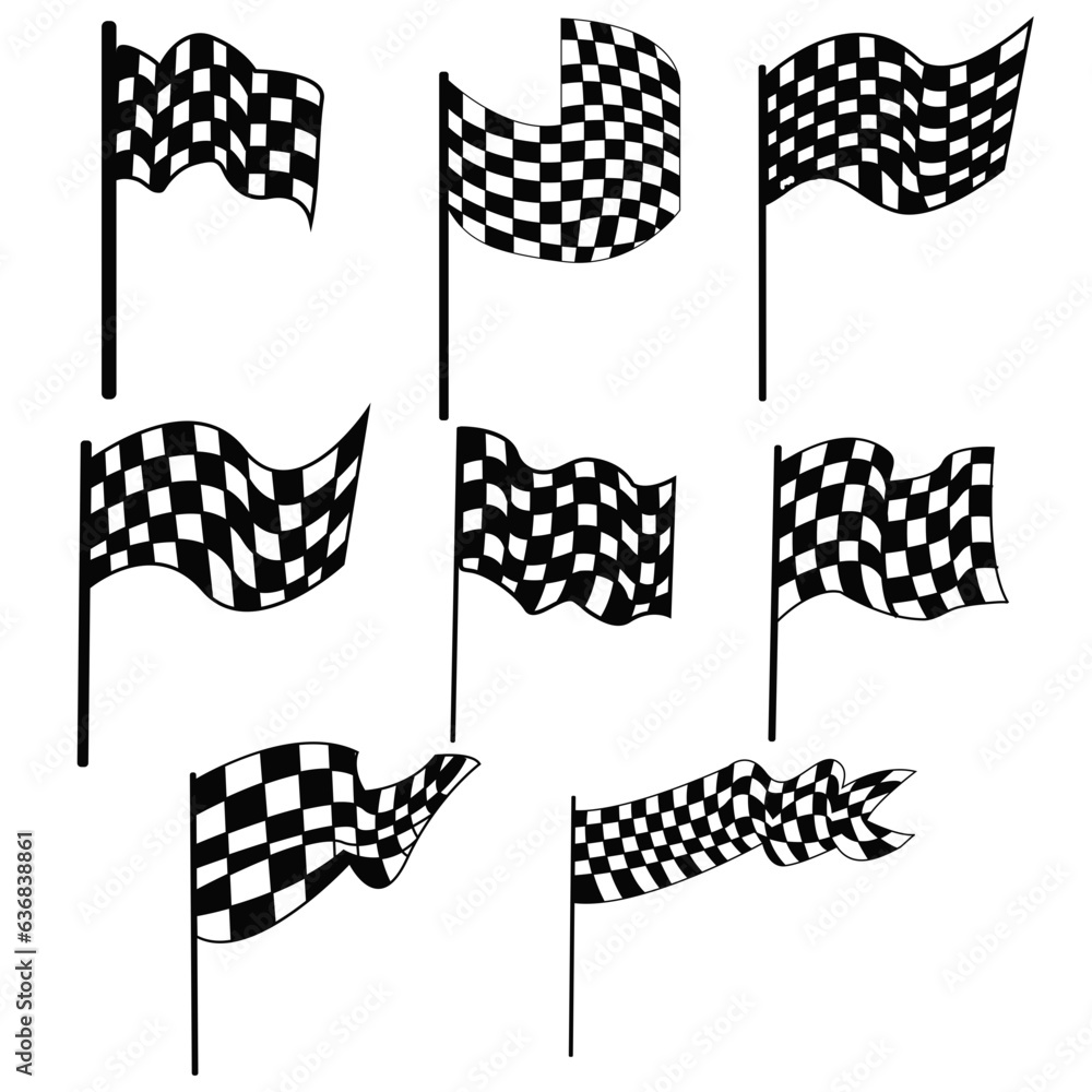 Auto Racking Flags Collage Vector black and white checkered auto racing flags and finishing tape ...