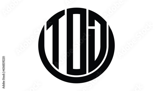 TOD shield in circle logo design vector template. lettermrk, wordmark, monogram symbol on white background.
