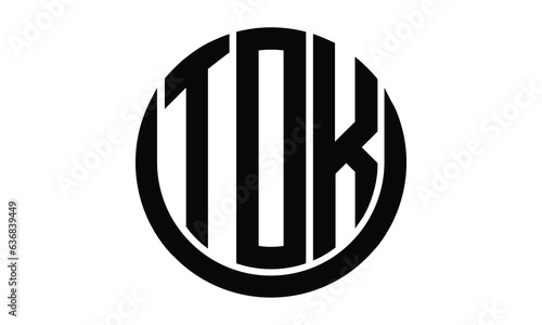 TOK shield in circle logo design vector template. lettermrk, wordmark, monogram symbol on white background.