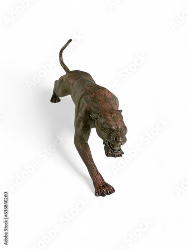 leopard made of bronze animal miniature on a white background