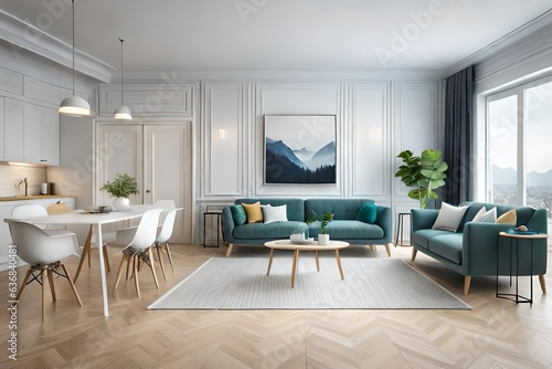 living room interior modern living room modern living room interior with fireplace scandinavian living room interior design zoom background modern hotel room with illuminated pictures © Aniqa