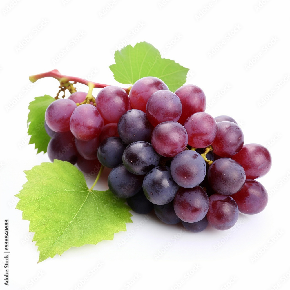 Fototapeta premium ぶどう 白背景 AI生成画像 ジェネレーティブAI