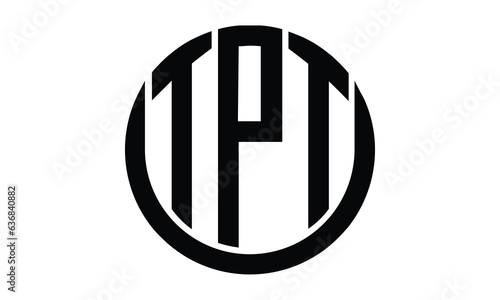 TPT shield in circle logo design vector template. lettermrk, wordmark, monogram symbol on white background.