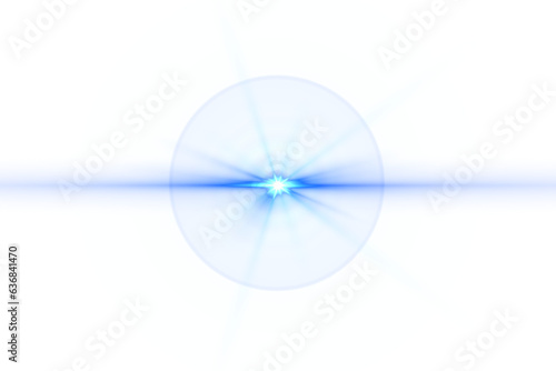 Digital png illustration of flash of blue light and lens flare on transparent background