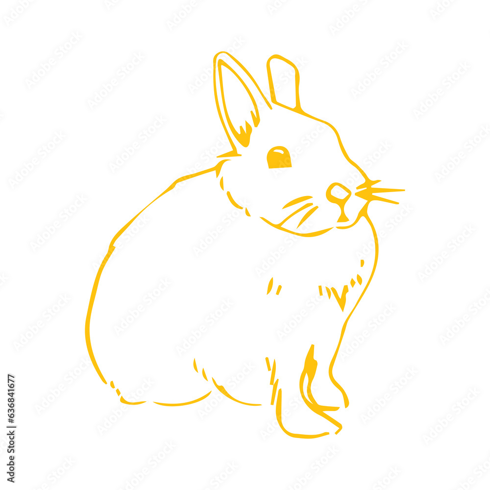 Naklejka premium Digital png illustration of yellow rabbit outline on transparent background