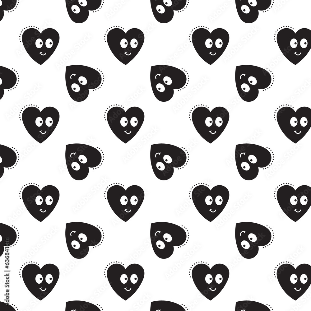 Digital png illustration of black hearts with happy faces repeated on transparent background Digital png illustration of black hearts with happy faces repeated on transparent background