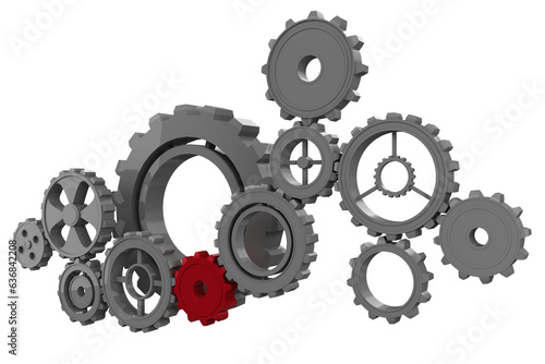 Digital png illustration of cog wheels on transparent background