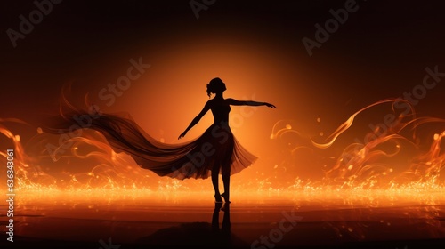 Silhouette of ballet dancer in action