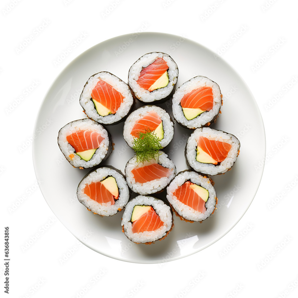 Plate of Sushi isolated on transparent background Remove png, Clipping Path Plate of Sushi isolated on transparent background Remove png, Clipping Path