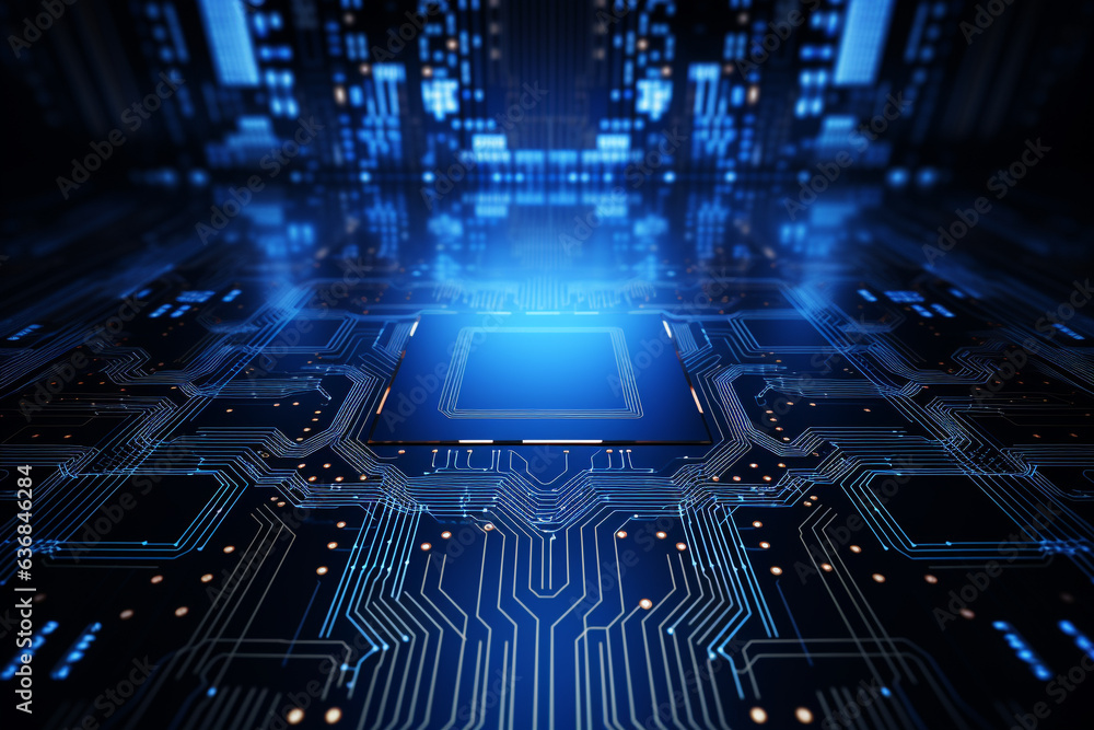 Fototapeta premium Circuit board electronic chips or electrical line engineering technology concept background
