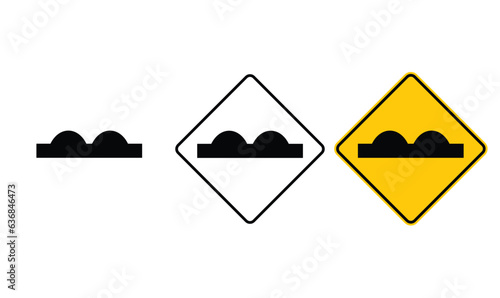 icon way rough yellow outline traffic warning sign design for yellow background and black and white background