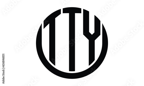 TTY shield in circle logo design vector template. lettermrk, wordmark, monogram symbol on white background.