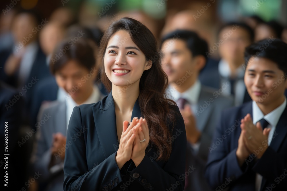 拍手するスーツの人々
拍手するスーツの人々