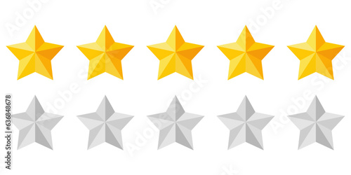 Five yellow stars, and a grey, non-activated variant.