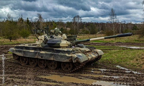 an older Russian T55 tank ready for a ride with tourists photo