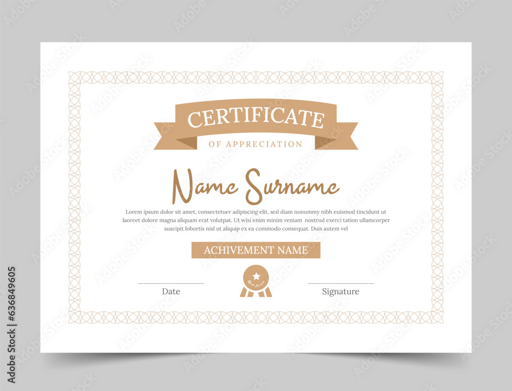 Minimal Premium certificate of achievement template, Clean Modern certificate template
