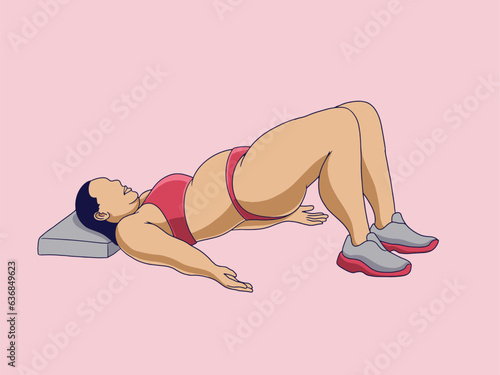 vector image on the theme of body positivity. a young curvy plump girl stands and is not shy about her fat folds at the waist. fitness and gym . love and accept your body. love yourself .
