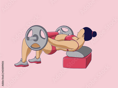 vector image on the theme of body positivity. a young curvy plump girl stands and is not shy about her fat folds at the waist. fitness and gym . love and accept your body. love yourself .