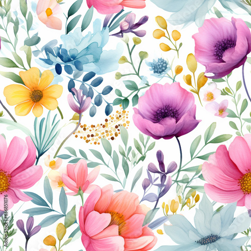 Wallpaper Mural Floral Wonderland seamless watercolour Torontodigital.ca