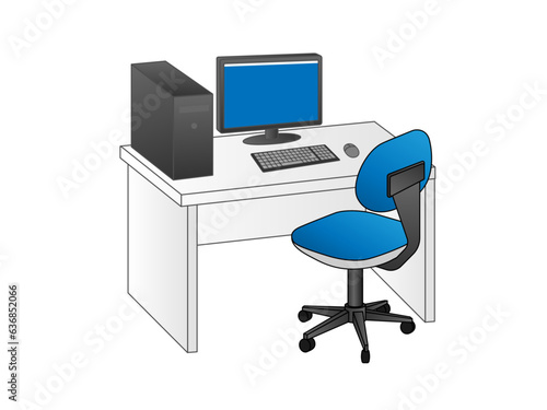 仕事デスク・デスクトップパソコン・机・椅子