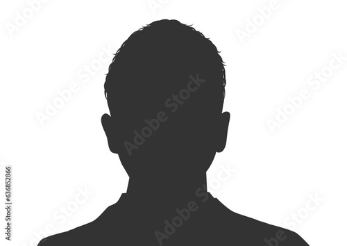 男性の顔の証明写真のシルエット
