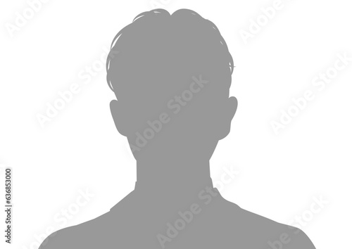 男性の証明写真用シルエットイラスト 正面顔バストアップの上半身アイコン素材