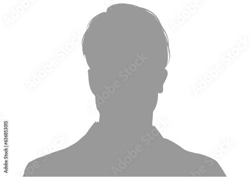 男性の顔の証明写真のシルエット 正面 顔アップのイラスト