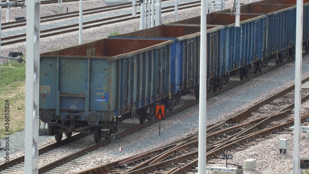 Freight Train Empty Cars On Railway Freight Train Empty Cars On Railway
