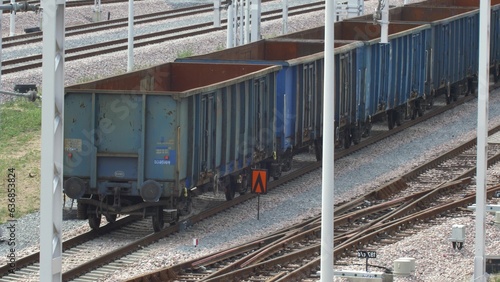 Freight Train Empty Cars On Railway