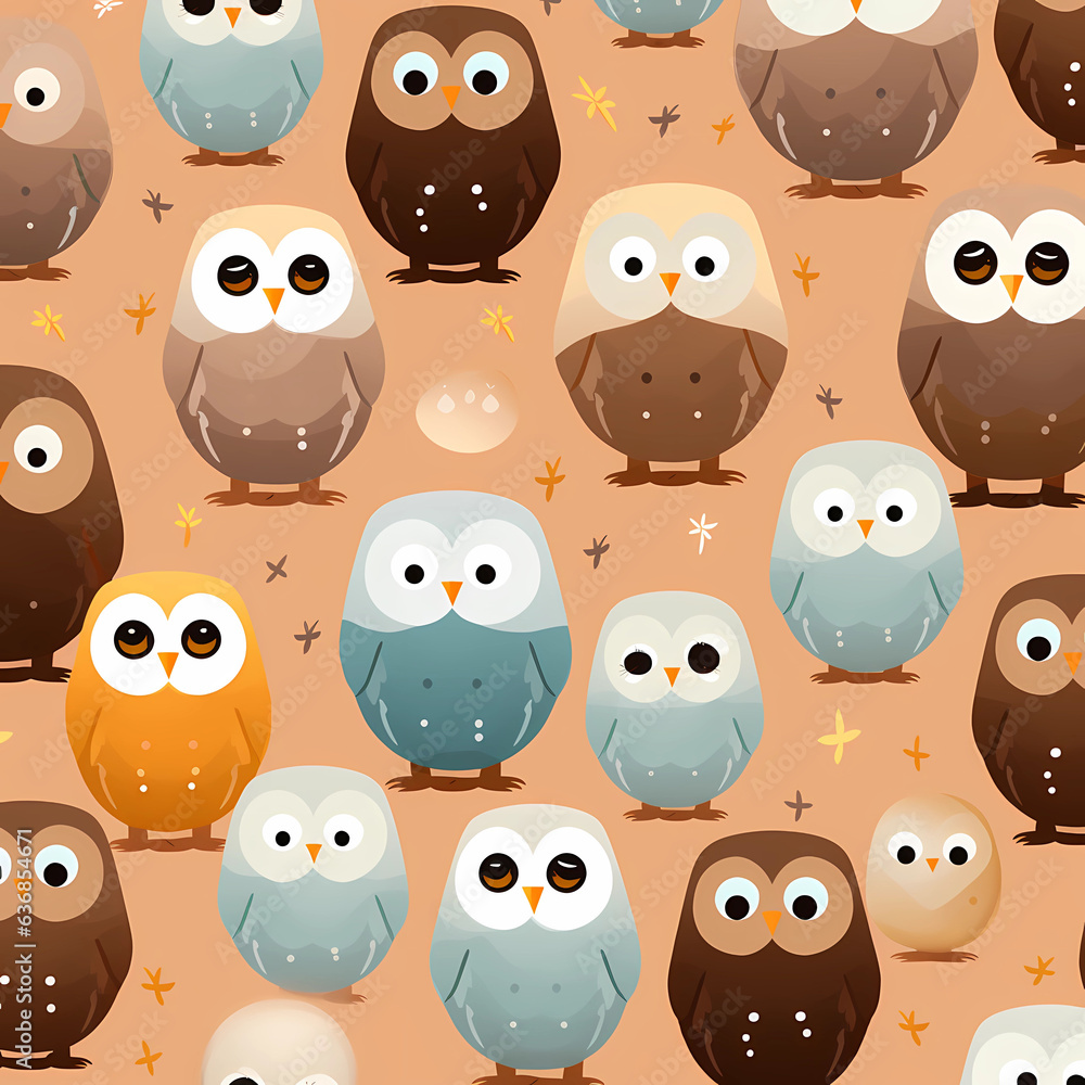 Obraz premium seamless owl pattern