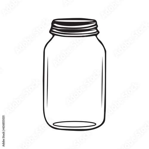 Glass Mason Jar Collect moments not things Ball jar Canning Empty jar with blank label, Hand drawn Glass mason jar outline line art clip art template,Simple flat vector illustration design