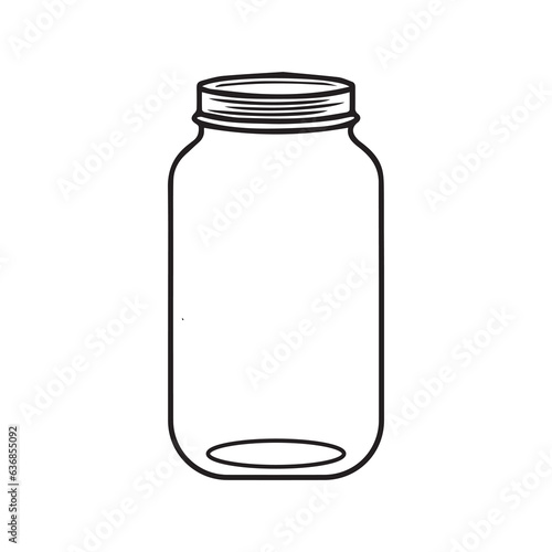 Glass Mason Jar Collect moments not things Ball jar Canning Empty jar with blank label, Hand drawn Glass mason jar outline line art clip art template,Simple flat vector illustration design