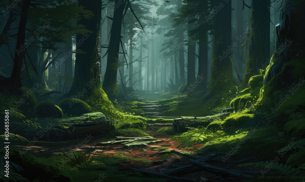 Photo of a picturesque forest landscape with a tranquil stream flowing through it Photo of a picturesque forest landscape with a tranquil stream flowing through it