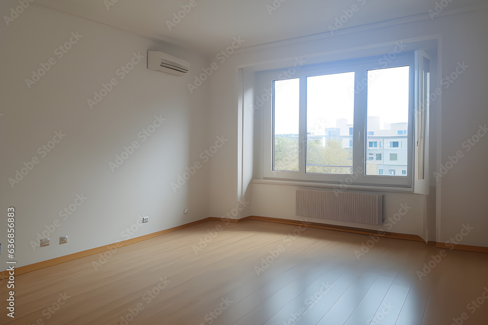 Fototapeta premium wide apartment, room with windows. empty room with window