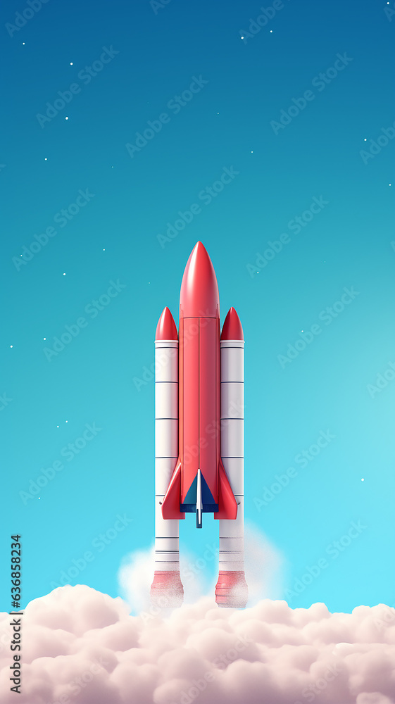 vertical rocket takeoff narrow high panoramic computer design graphics internet speed